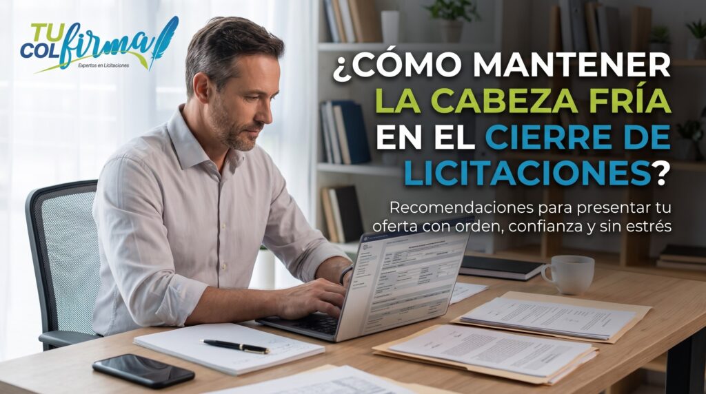 Empresario revisando documentos para el cierre de licitaciones en SECOP II⁠